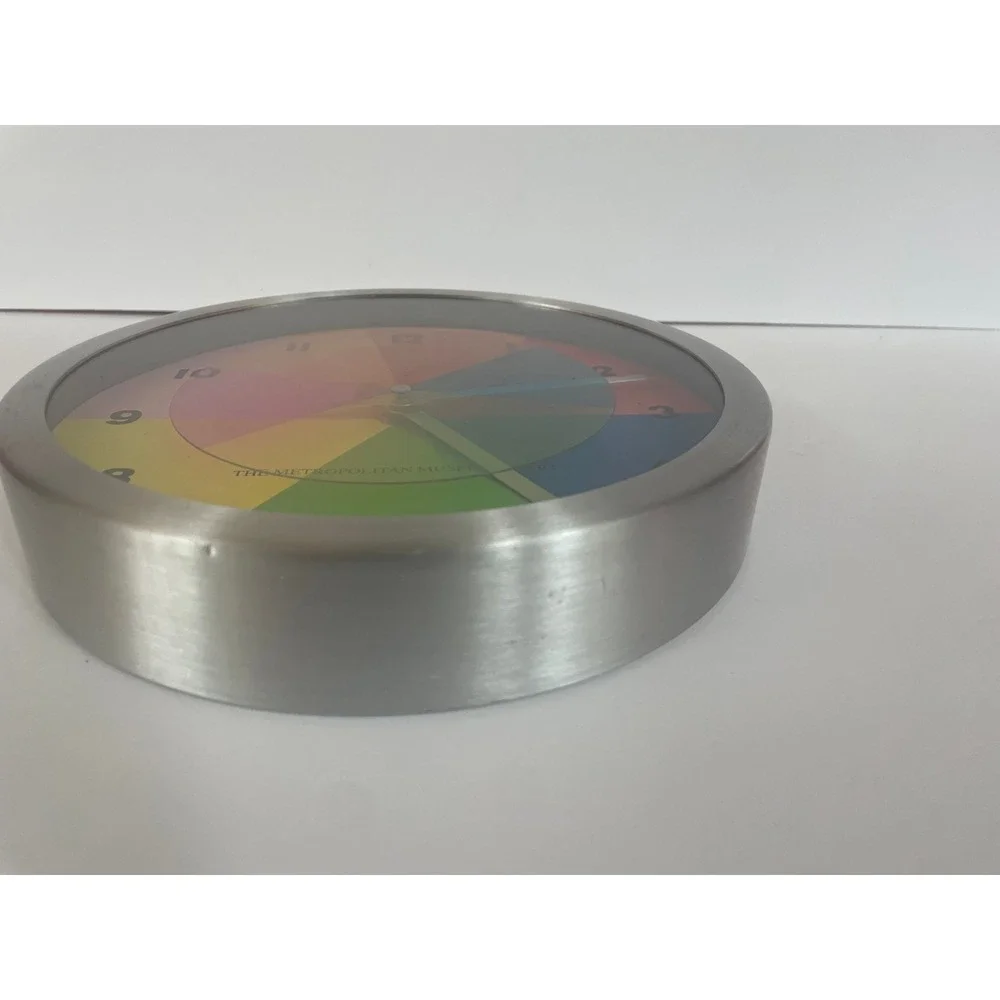 Vintage Rainbow Color Wheel Wall Clock | Retro Chrome Pop Art Clock